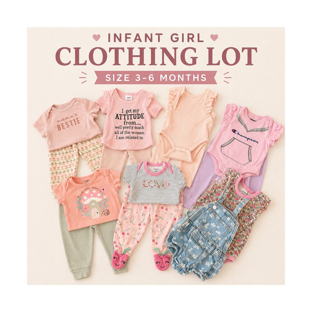 Infant Girl Clothing Lot 3-6 Months Baby Girl Clothes Outfit Bundle EUC 14 PIECE